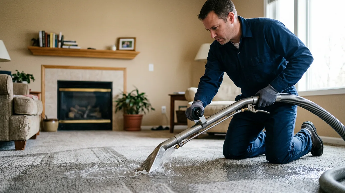 Water damage restoration technician working near Hollister, NC